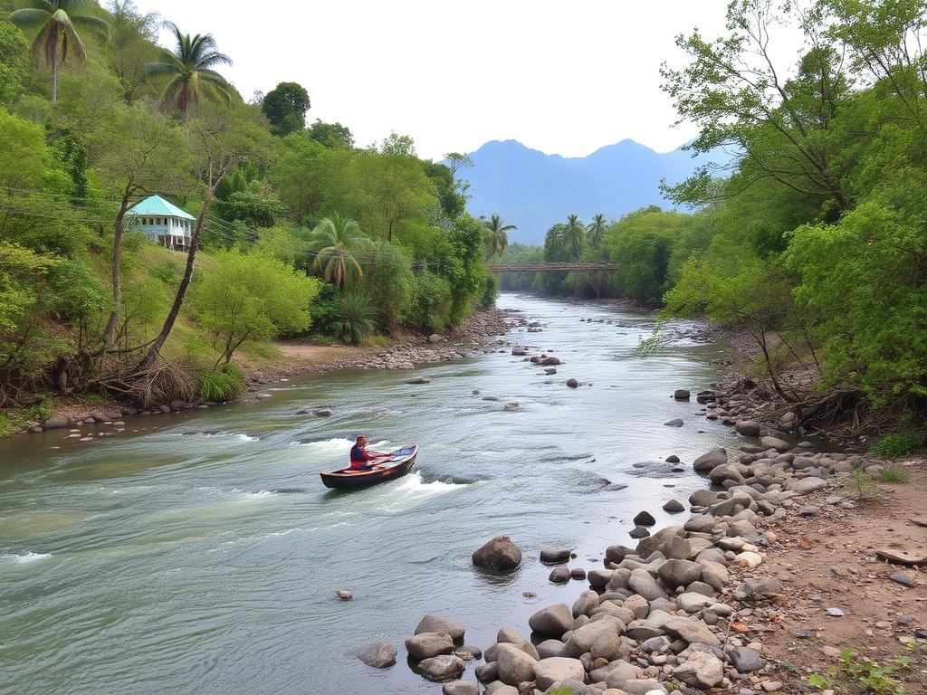 Sungai Ayung. Природа вдоль берегов